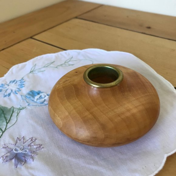 Hand Made Wood Candlestick Candle Holder Vintage Ivan St Pierre Canada 1.5" - Picture 2 of 5